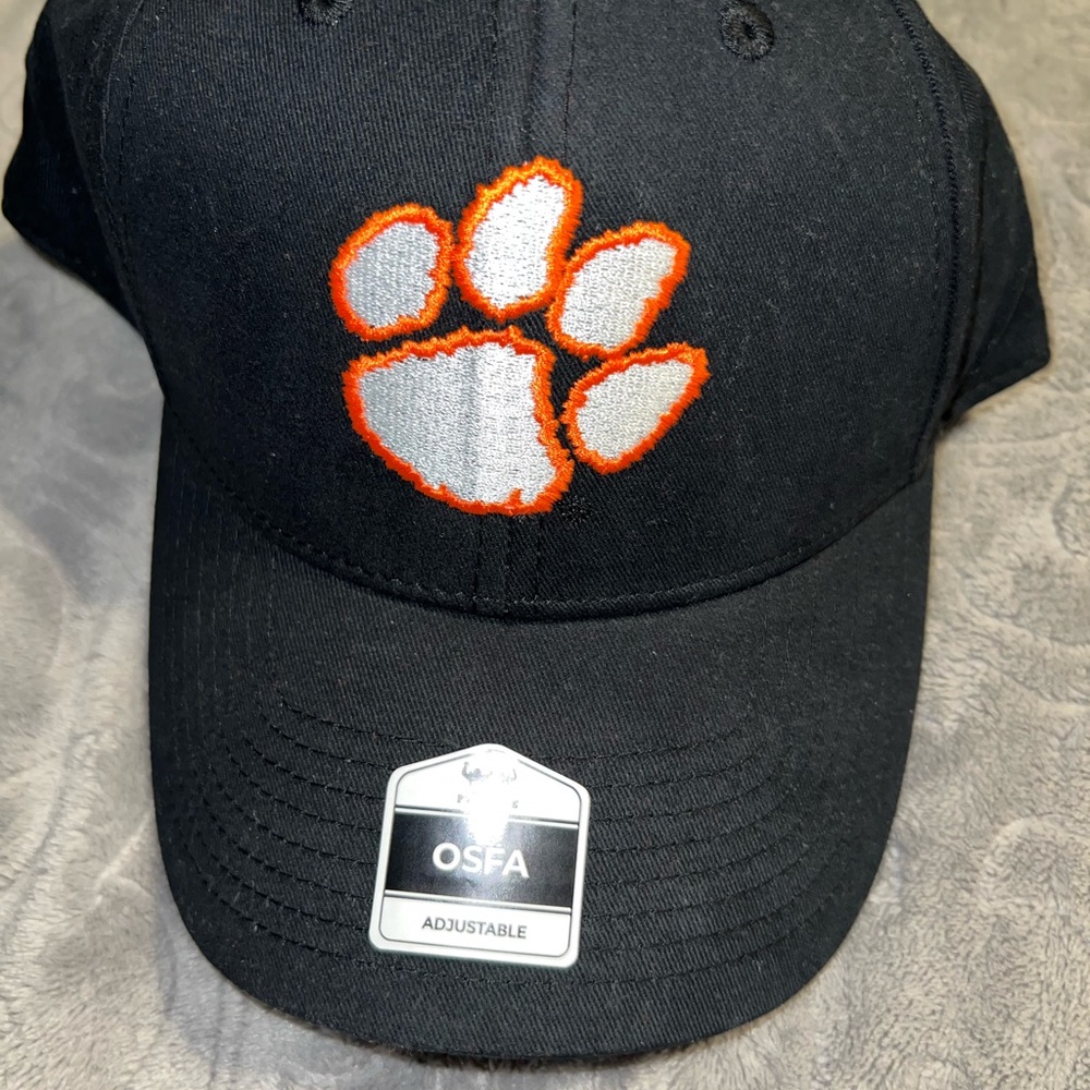 NCAA Clemson Tigers hay with Orange and White Paw Embroidery.